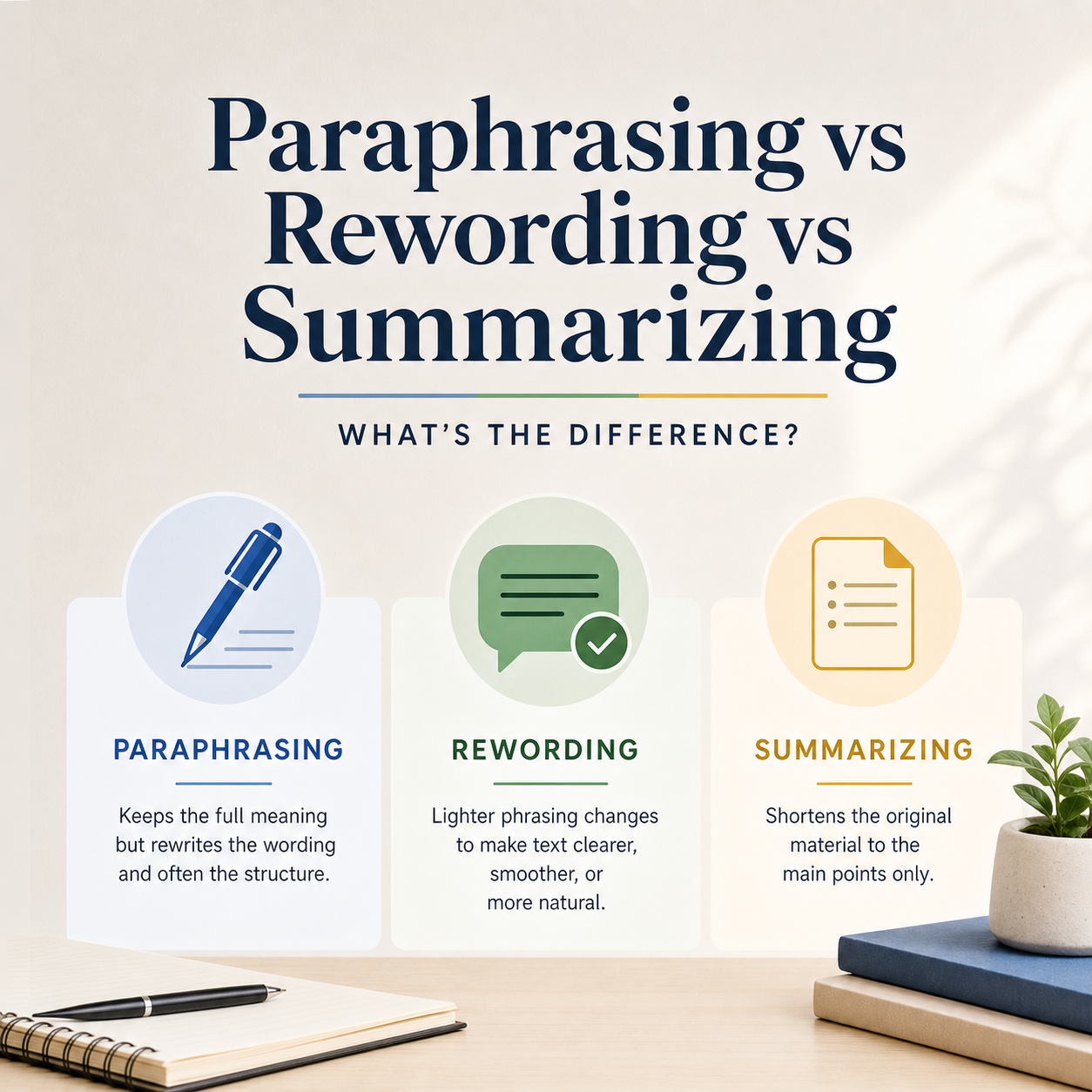 Re Wording Example Paraphrasing vs Rewording vs Summarizing: Key Differences