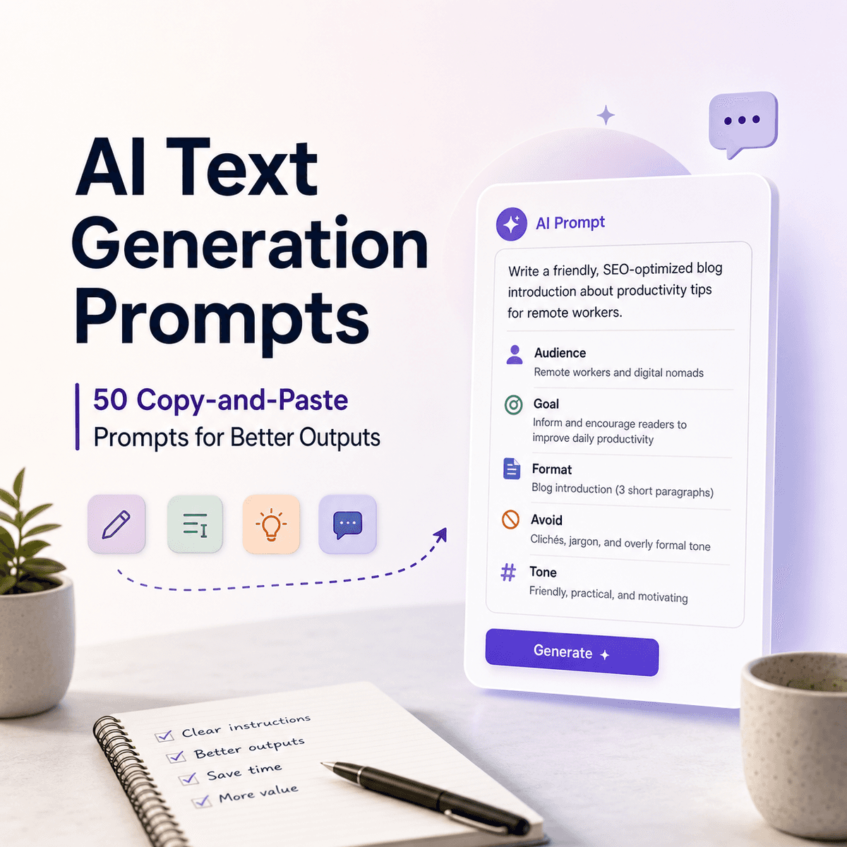 50 AI Text Generation Prompts for Better Outputs