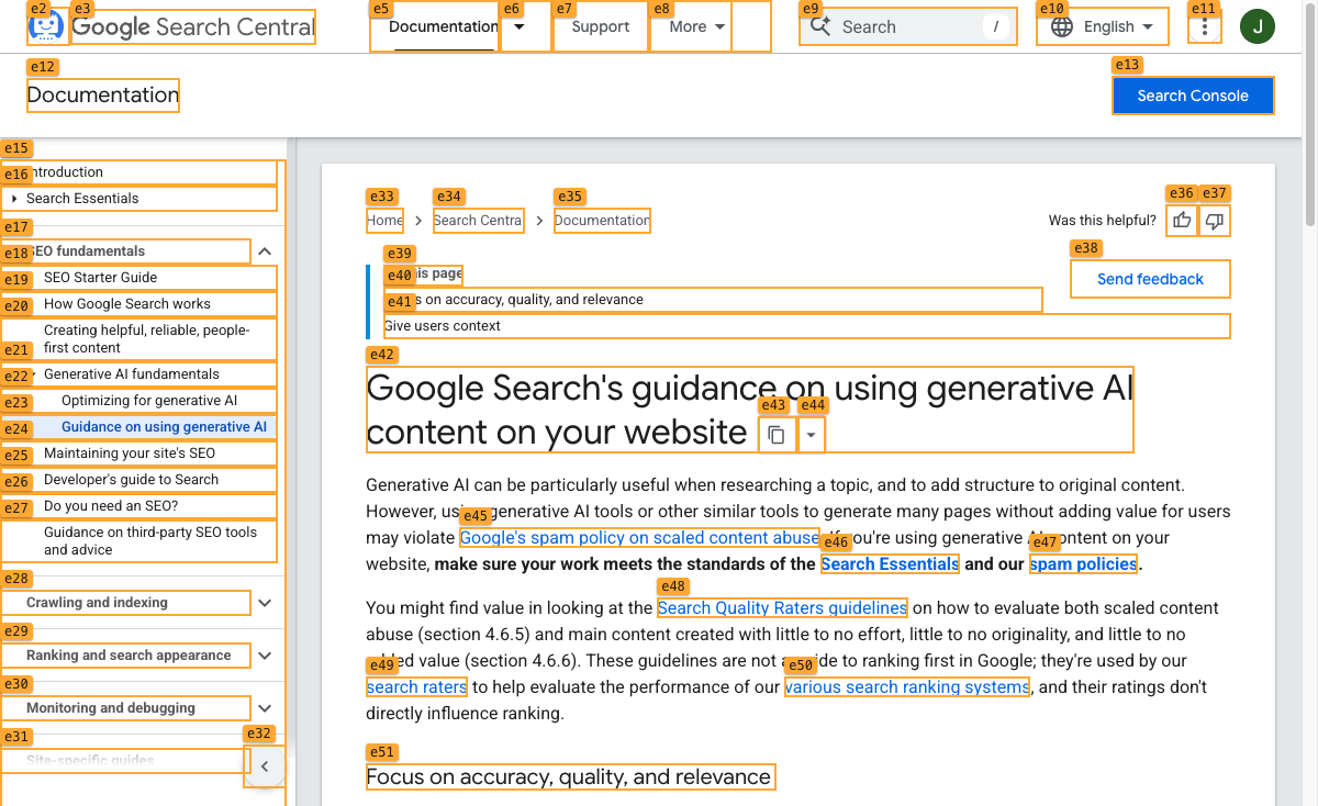 Google Search Central guidance on using generative AI content for websites