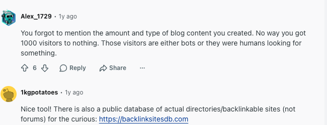 Screenshot of founder discussion questioning whether SaaS SEO traffic came from qualified visitors or bots