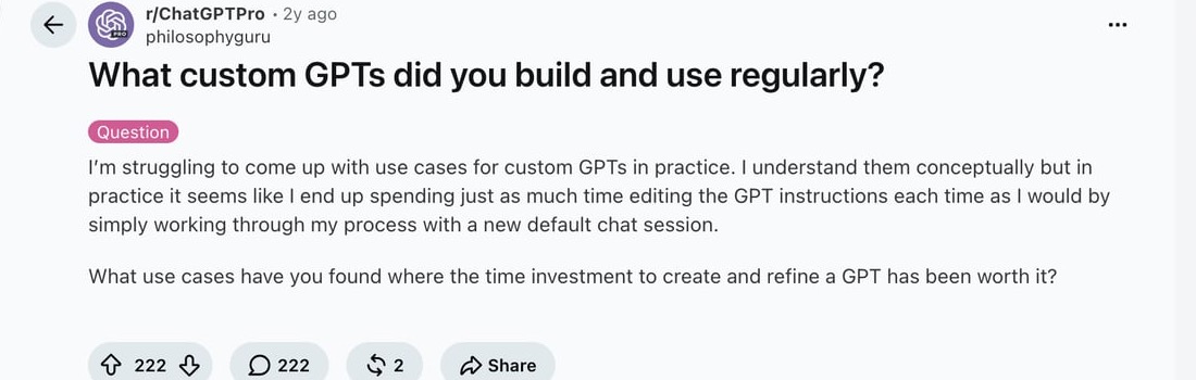Custom GPT user question about whether refining instructions is worth the time