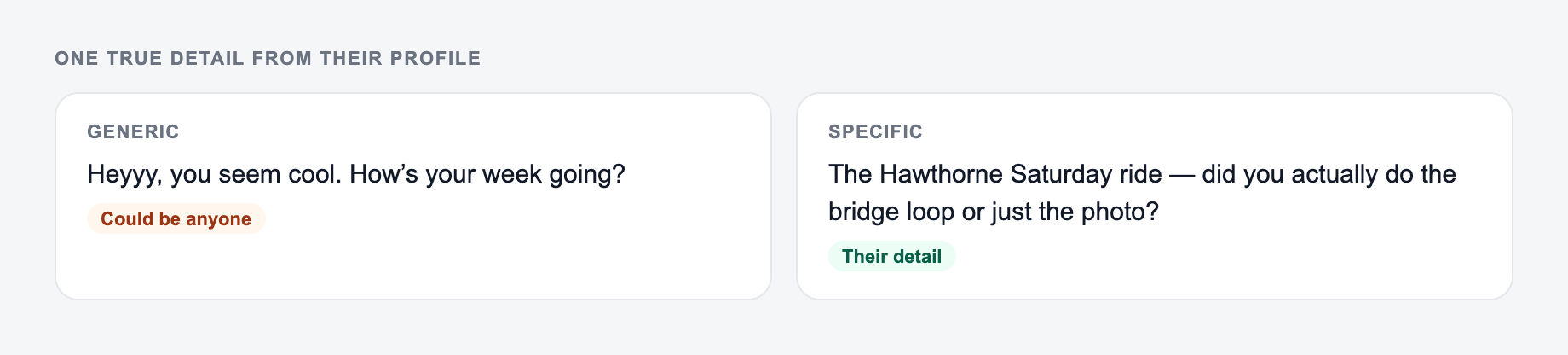 One true detail from their profile
