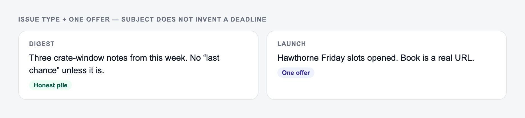 Newsletter issue type and one offer