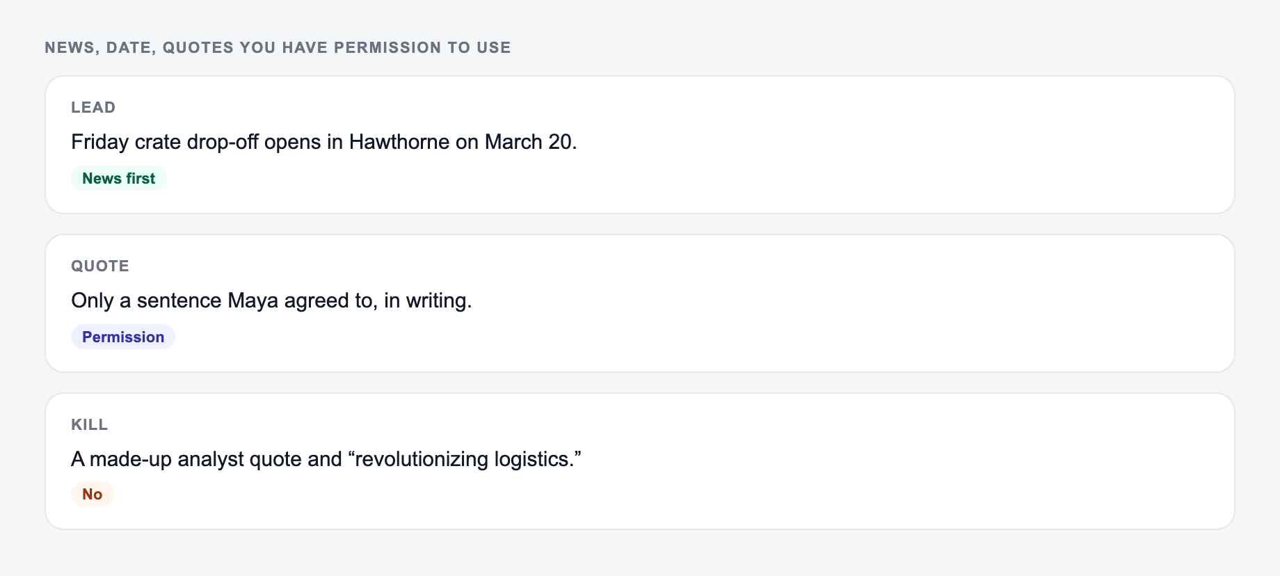 News, date, quotes you have permission to use