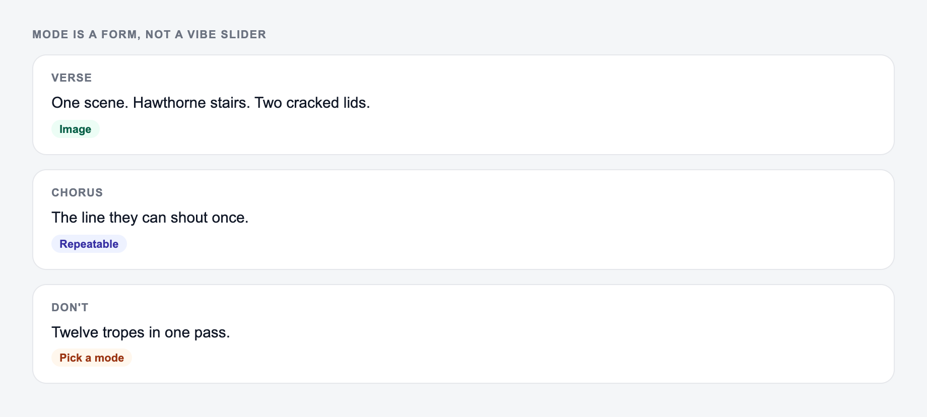Lyric mode is a form, not a vibe slider