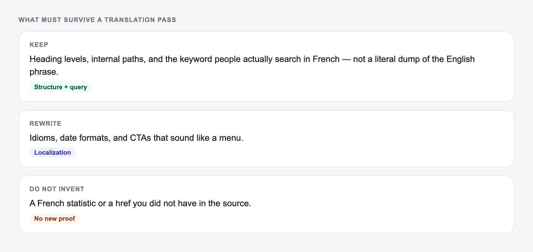 What must survive a translation pass