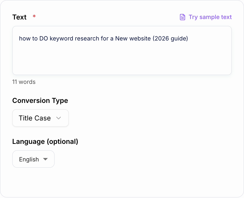 Screenshot of the Case Converter Tool workspace