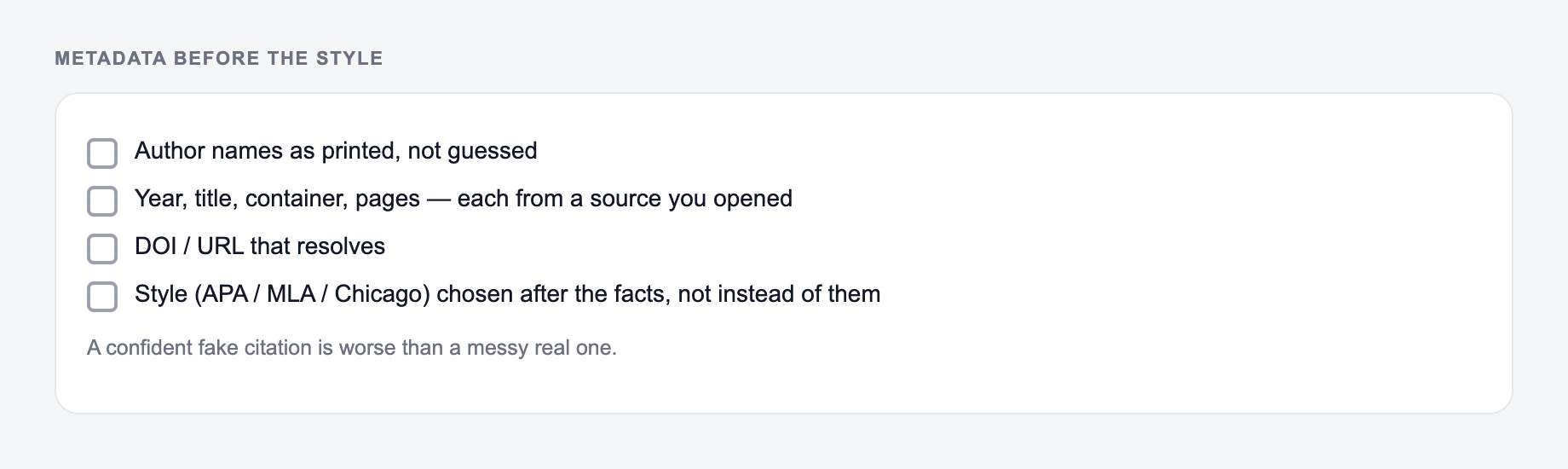 Metadata audit for the AI Citation Generator