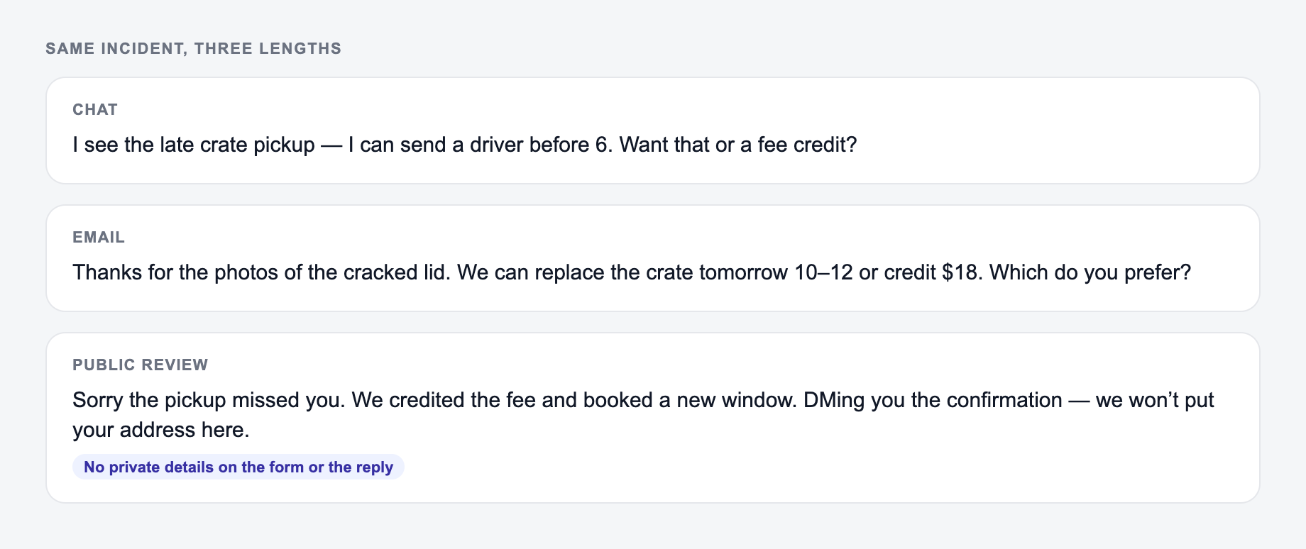 Channel-specific replies from the AI Customer Reply Generator