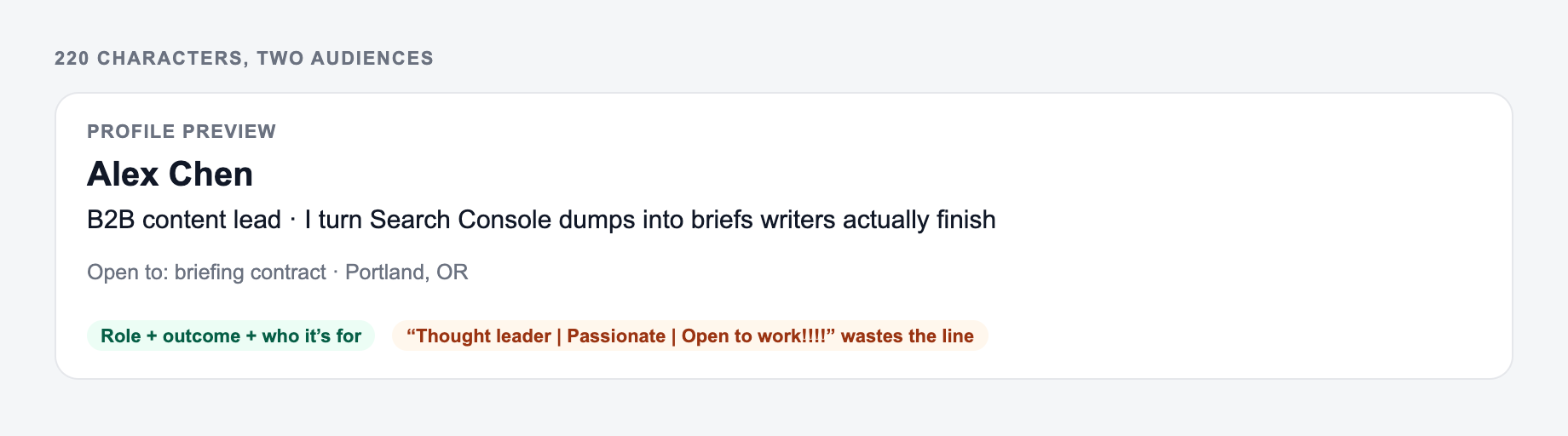 Profile preview for the AI LinkedIn Headline Generator