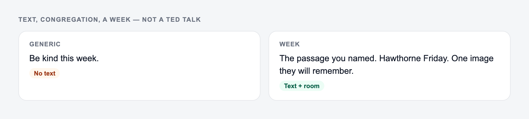Screenshot from the AI Sermon Generator showing a sermon outline that stays with the passage you pasted
