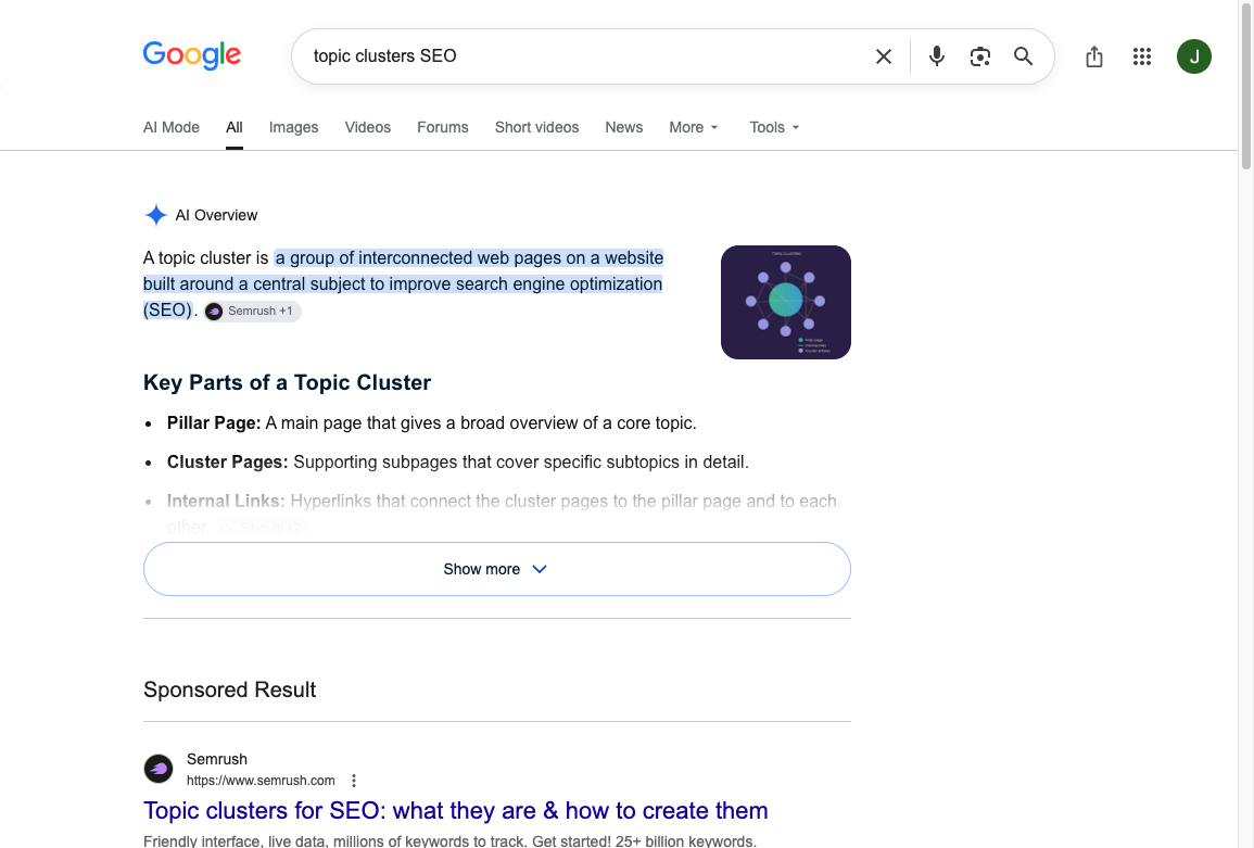 Google AI Overview for topic clusters SEO naming pillar pages, cluster pages, and internal links