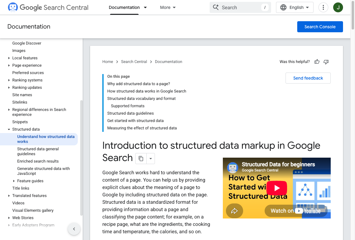 Google Search Central introduction to structured data markup in Google Search