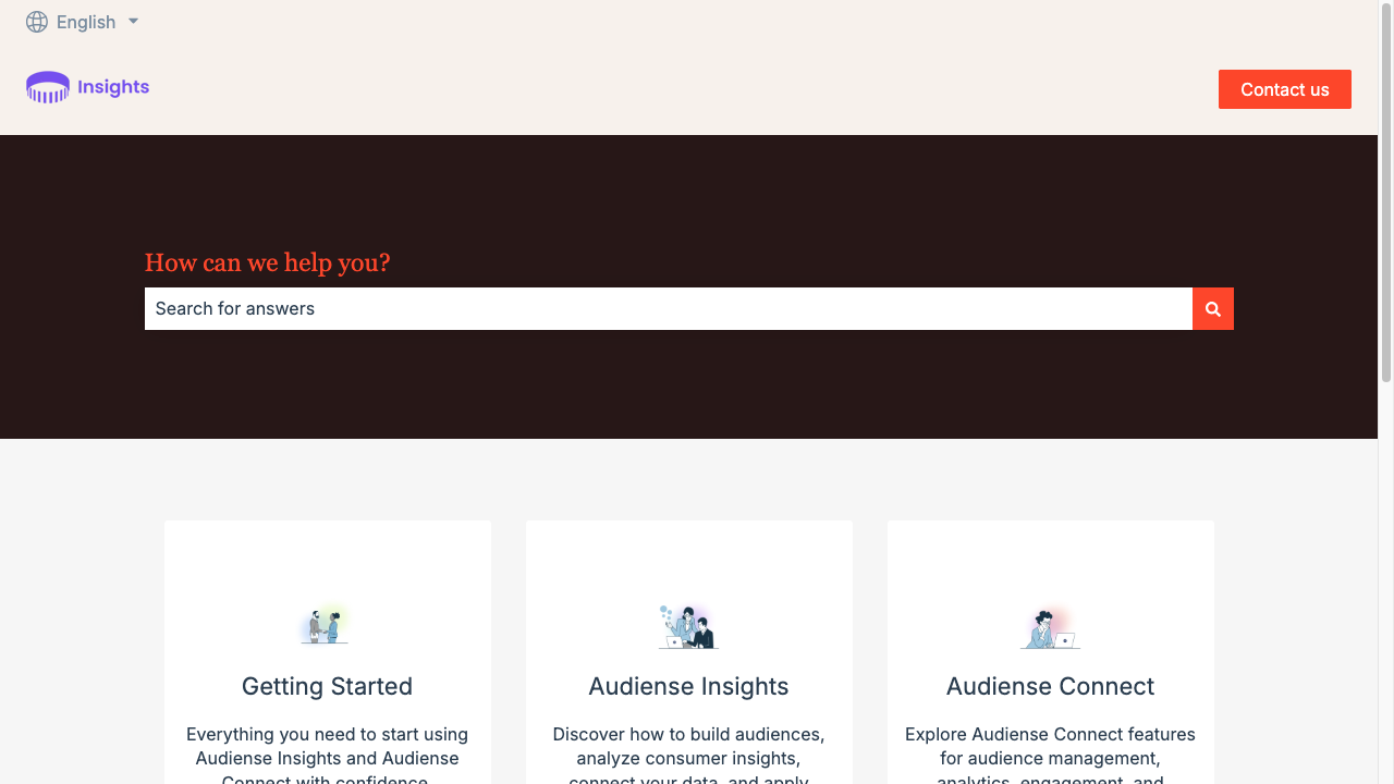 Audiense Insights knowledge base covering Insights, Connect, audience research, and account setup