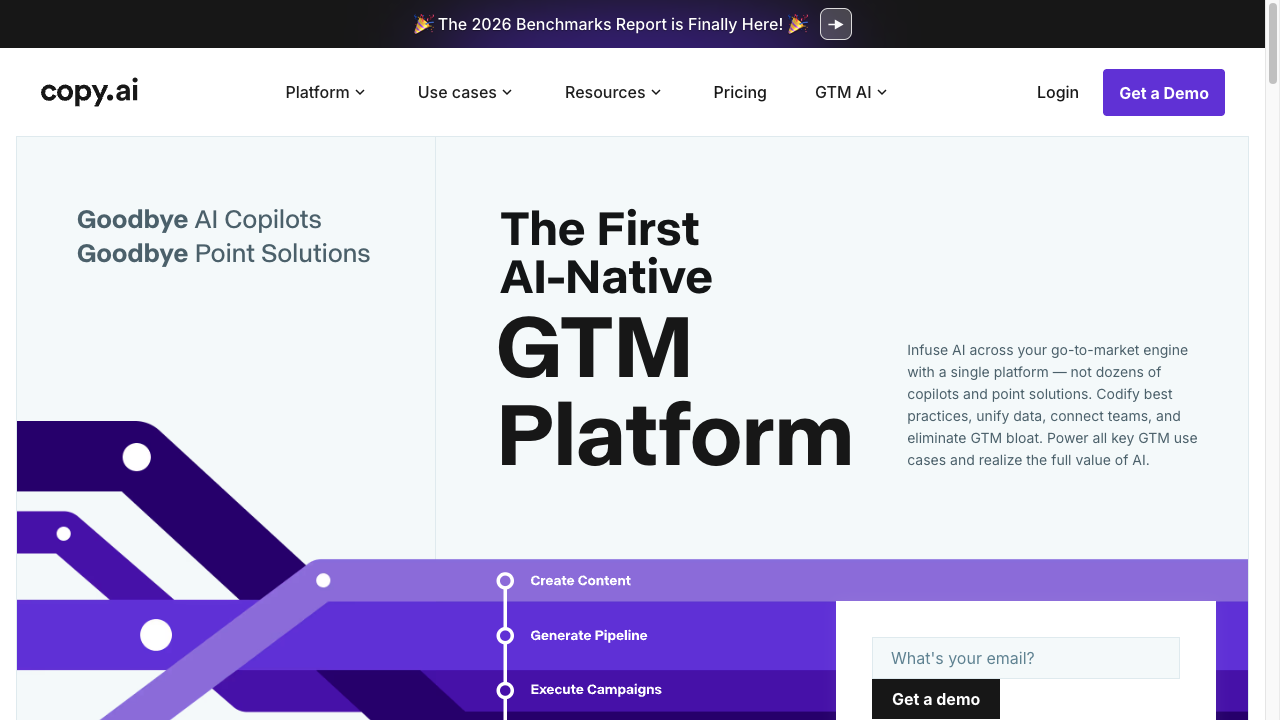 Copy.ai GTM AI platform homepage