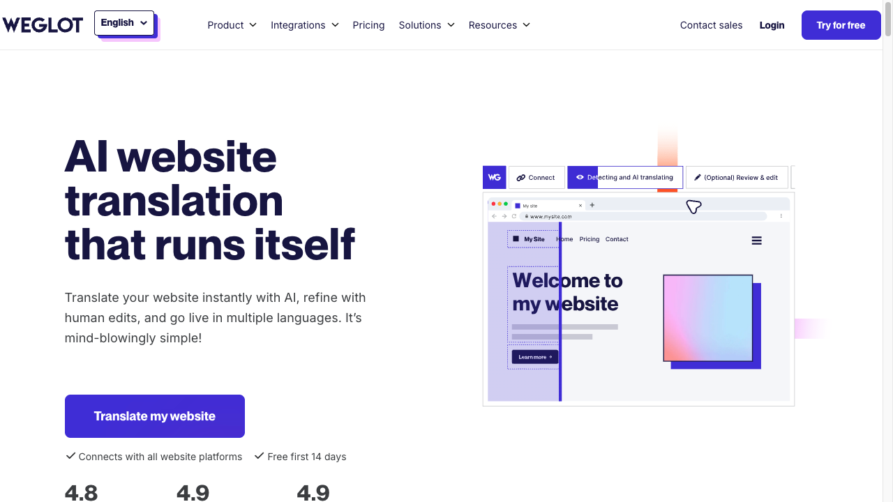 Weglot website translation platform homepage