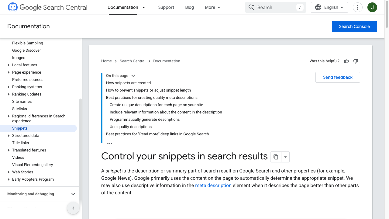 Google Search documentation on how snippets and meta descriptions appear
