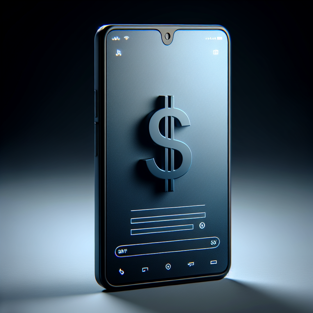 Smartphone displaying money symbol.
