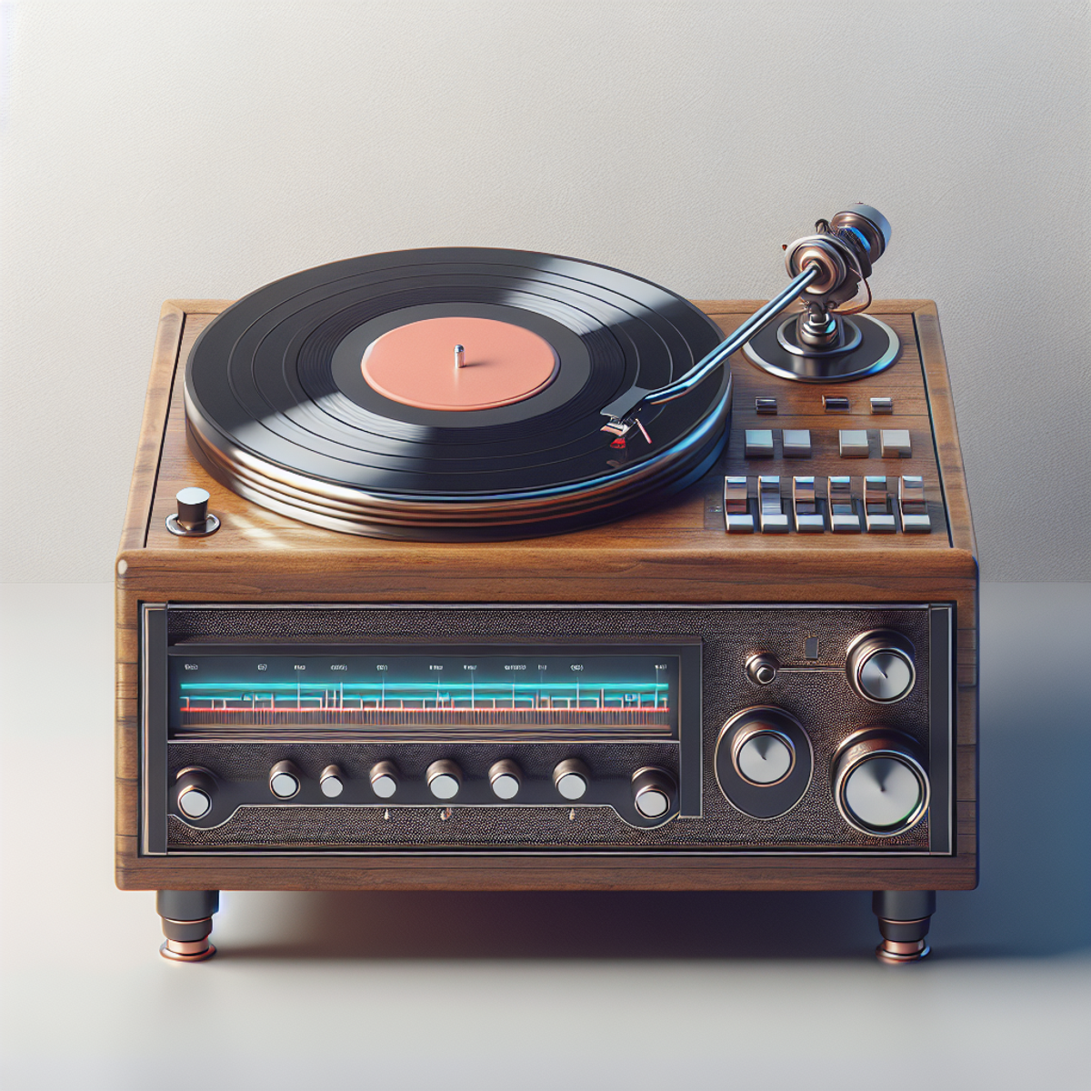 A vintage turntable with modern elements.