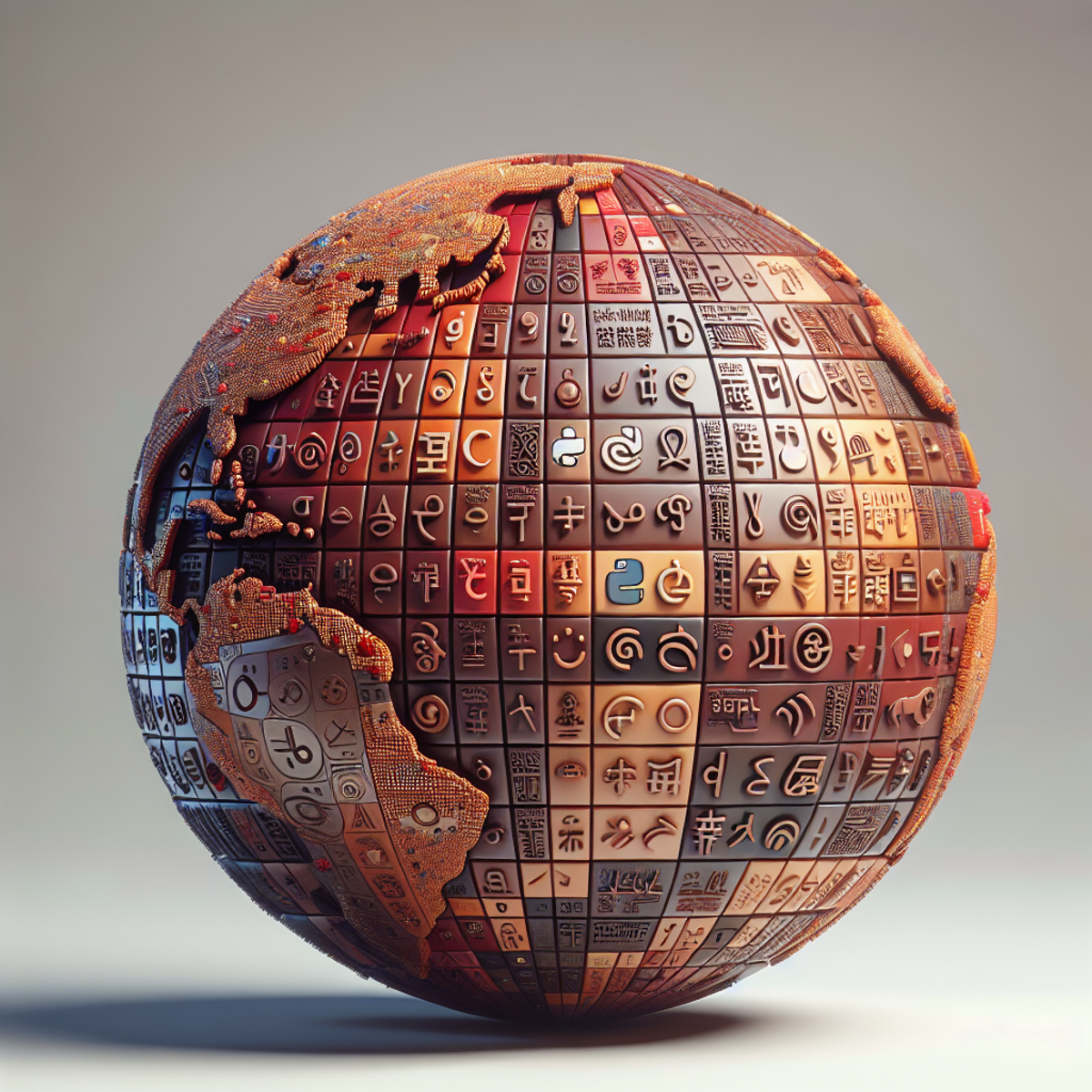A globe with language symbols representing the Python Standard Library's international support.