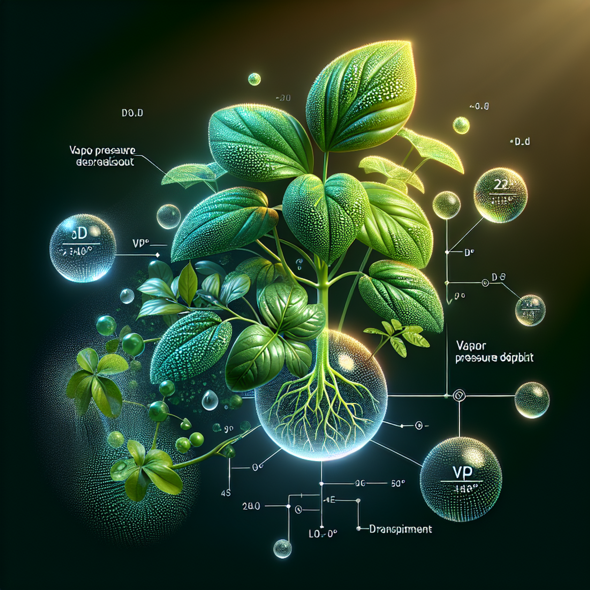 Lush green plant with shimmering water droplets on its leaves.