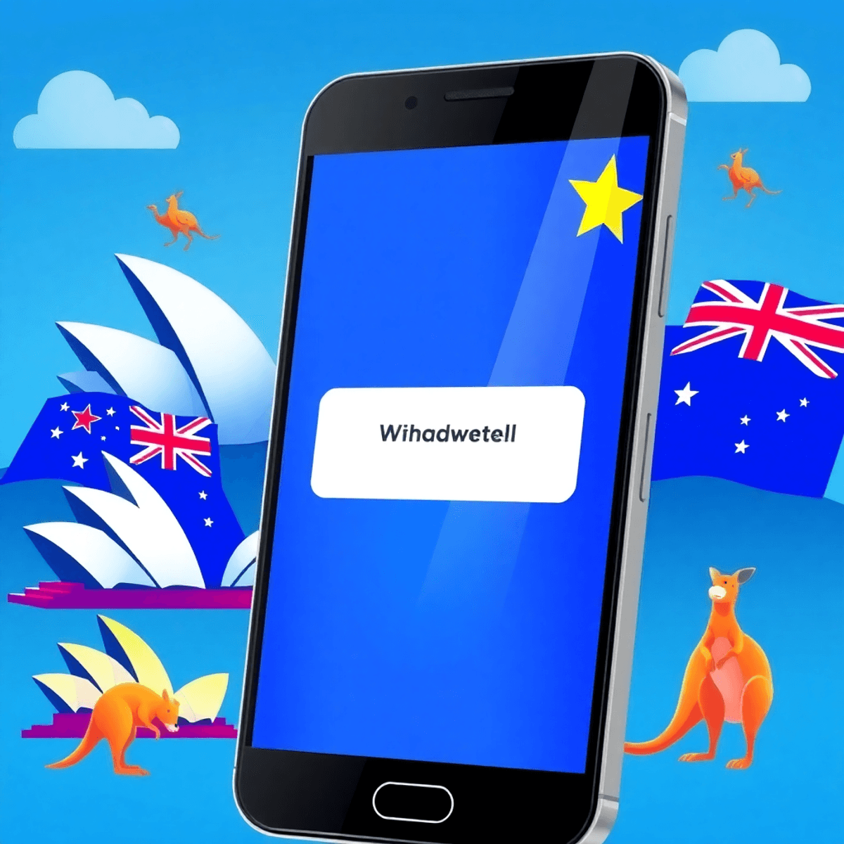 Smartphone showing "Withdrawal Successful" on casino app, with Sydney Opera House and kangaroo icons, highlighting fast, secure payments for Australian players.
