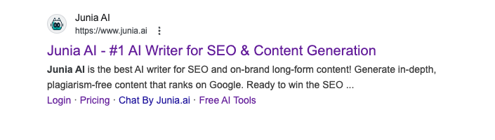 Example of meta title and meta description