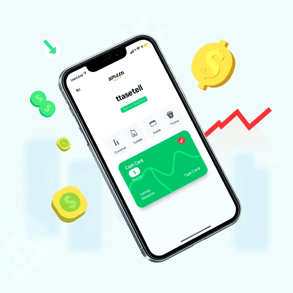 Cash App Download Android A smartphone displaying the Cash App interface with money transfer features, customizable Cash Card, dollar signs, and graphs against a modern digital finance background.