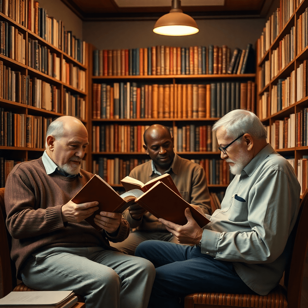 Senior men in a long-term care facility