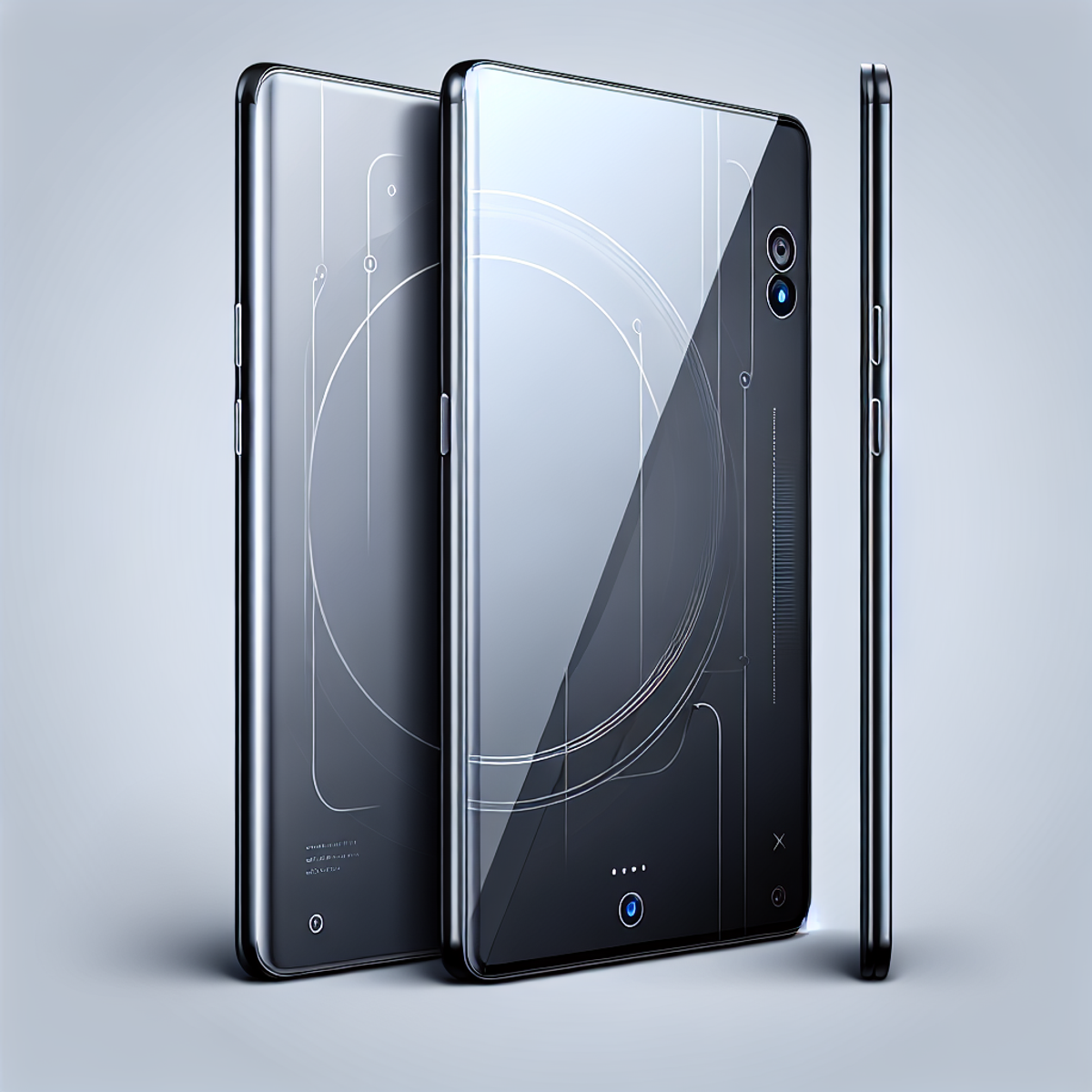 An ultra-sleek and modern smartphone with a slim profile, rounded corners, and a glass back panel.
