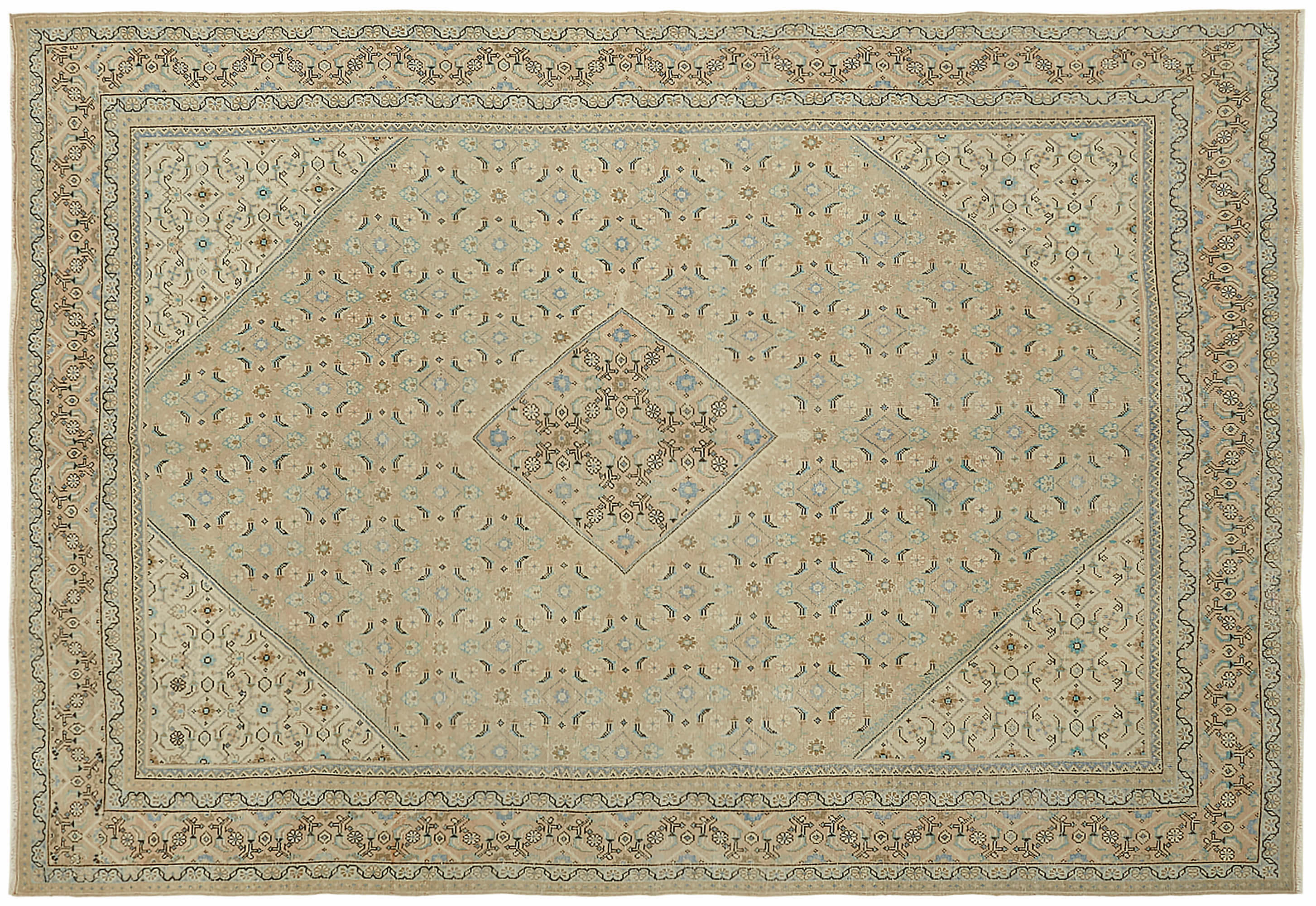 9x13 handmade wool turkish vintage area rug
