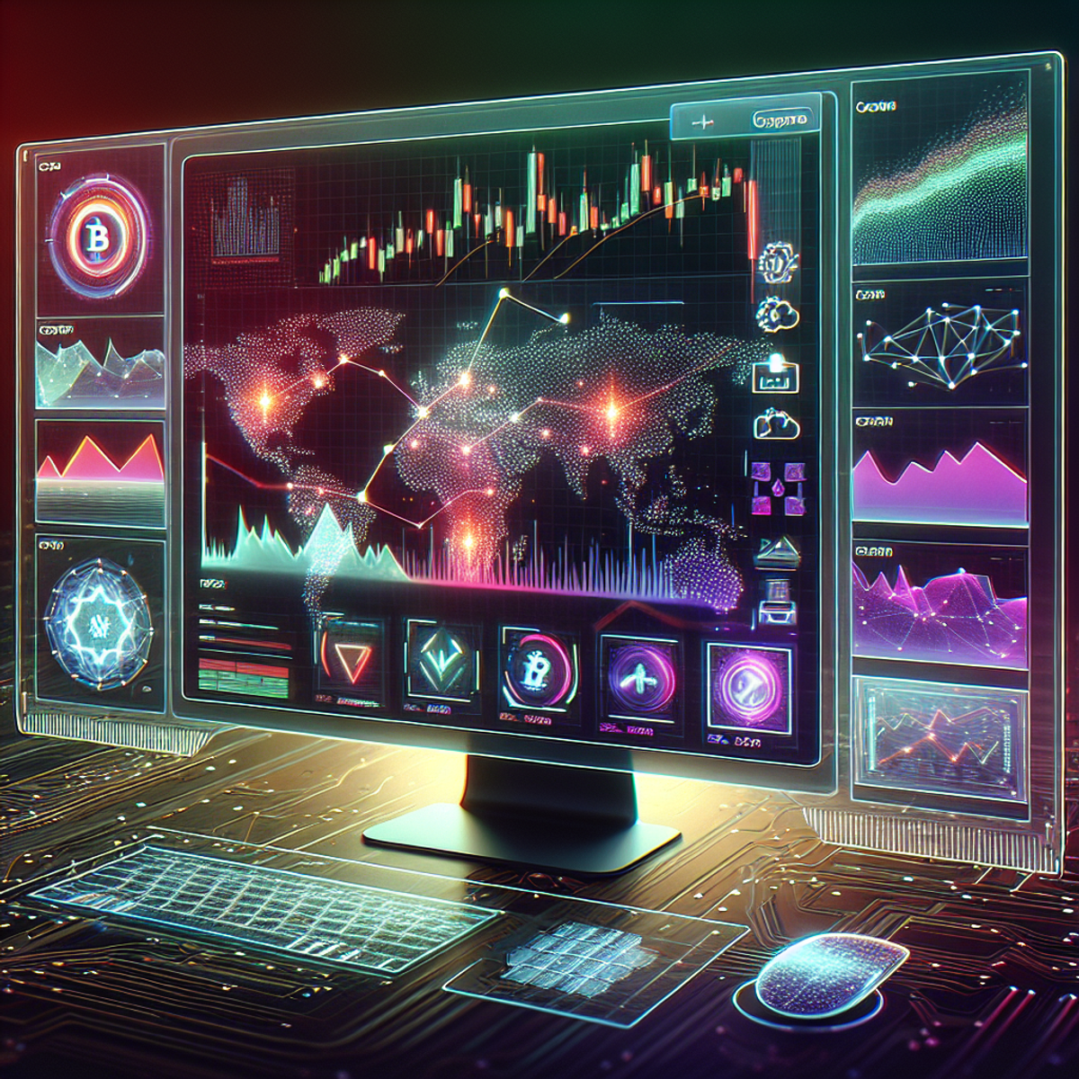 A computer screen displaying cryptocurrency market analytics and interactive tools.