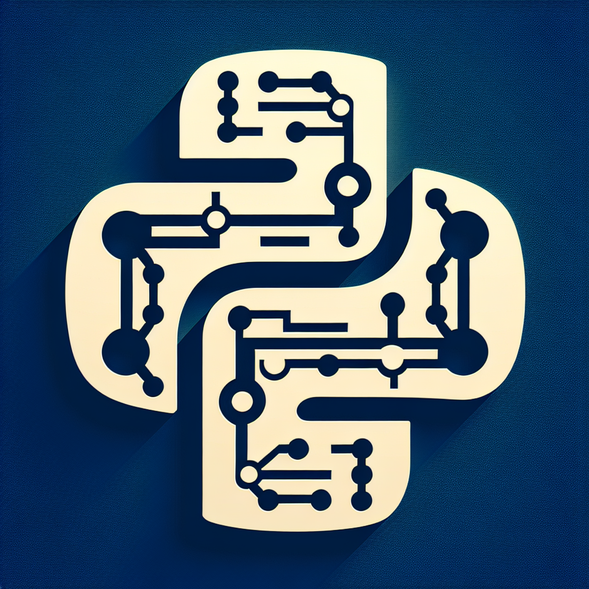 A close-up of the Python programming language symbol intertwined with the power grid symbol.