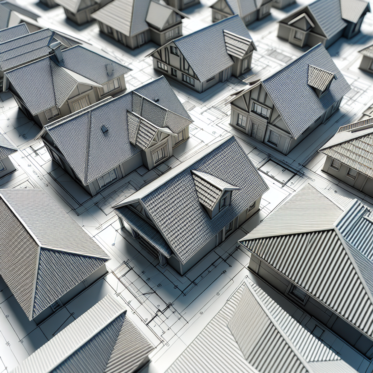 A collage of different roof designs with varying angles and styles.