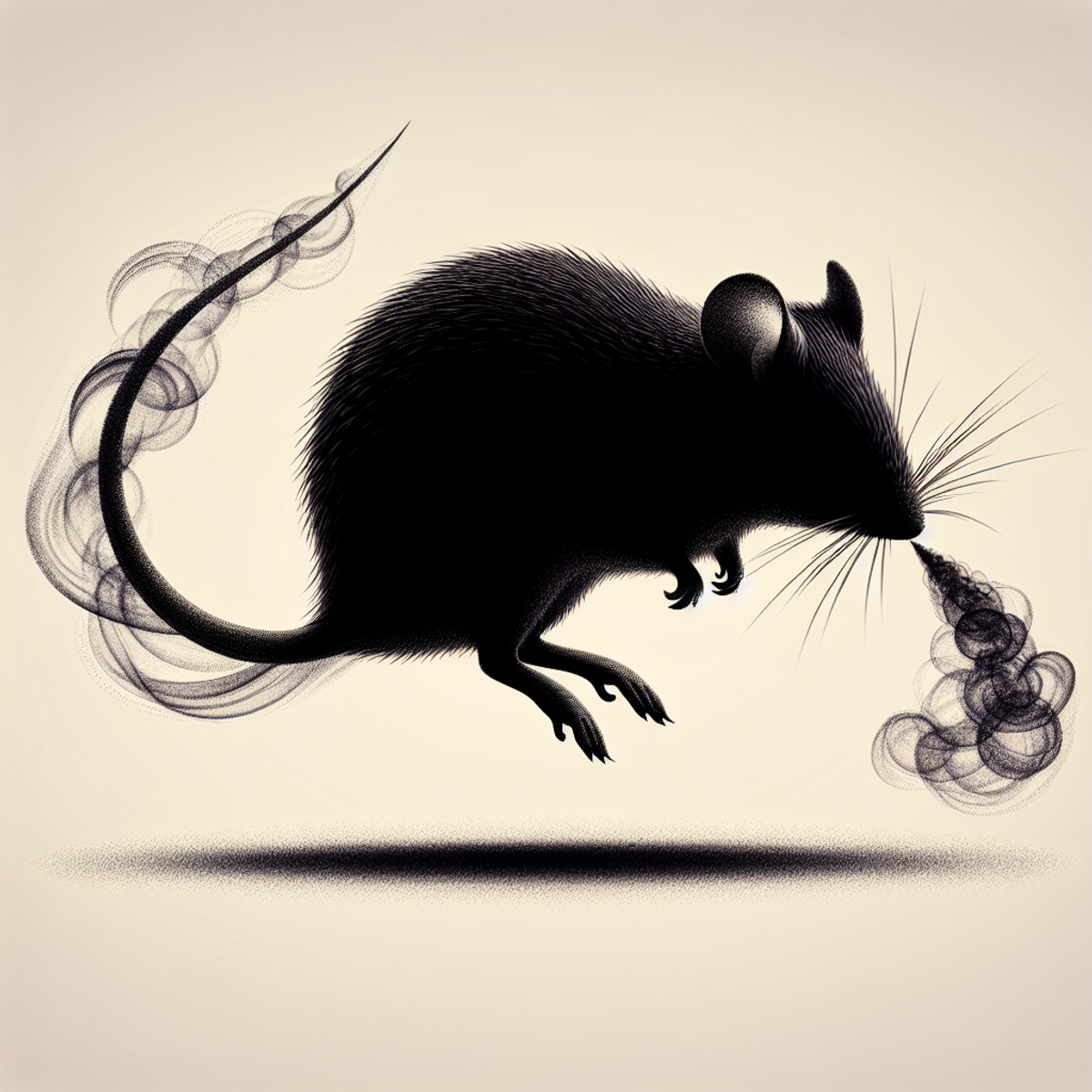 Silhouette of a mouse with odor waves trailing behind it.