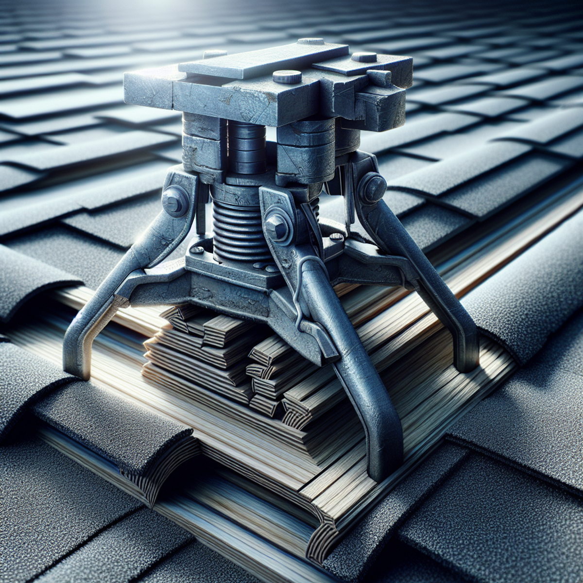 Sturdy roof jack tightly secured to a roofing structure.