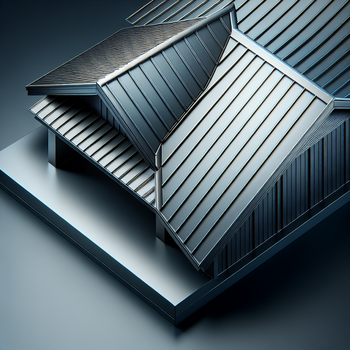A close-up image of a sleek metal roof with a perfect overhang, showcasing its metallic sheen and superior design.