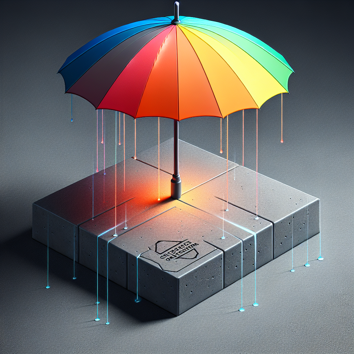 A well-maintained concrete surface under a vibrant umbrella.