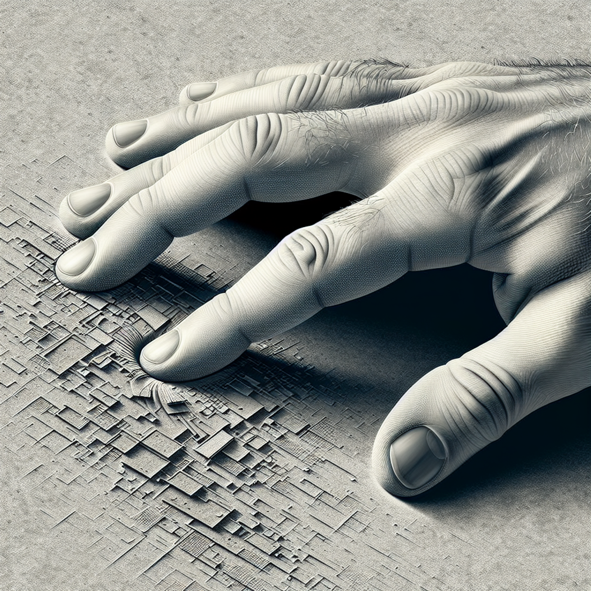 A carpenter's hand smoothing out a freshly installed drywall panel.