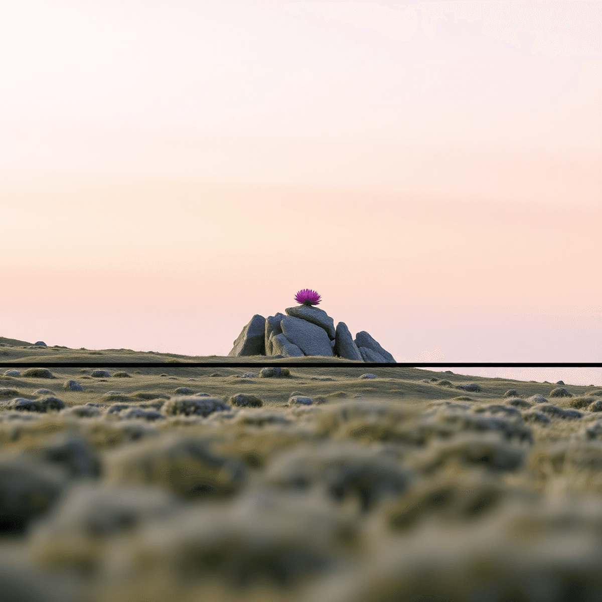 Master the Art Cropping 5 Pro Tips for Stunning Visuals A vibrant landscape photograph featuring a blooming flower in the foreground, set against a soft gradient sky, following the rule of thirds for balanced composition.