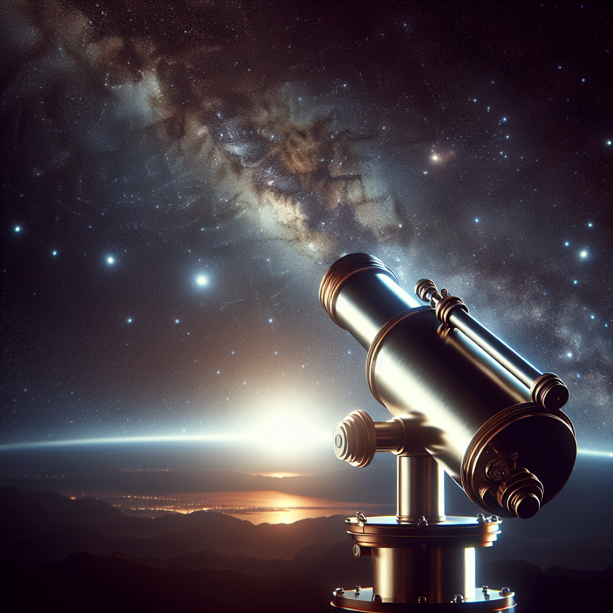 A telescope pointing towards the night sky