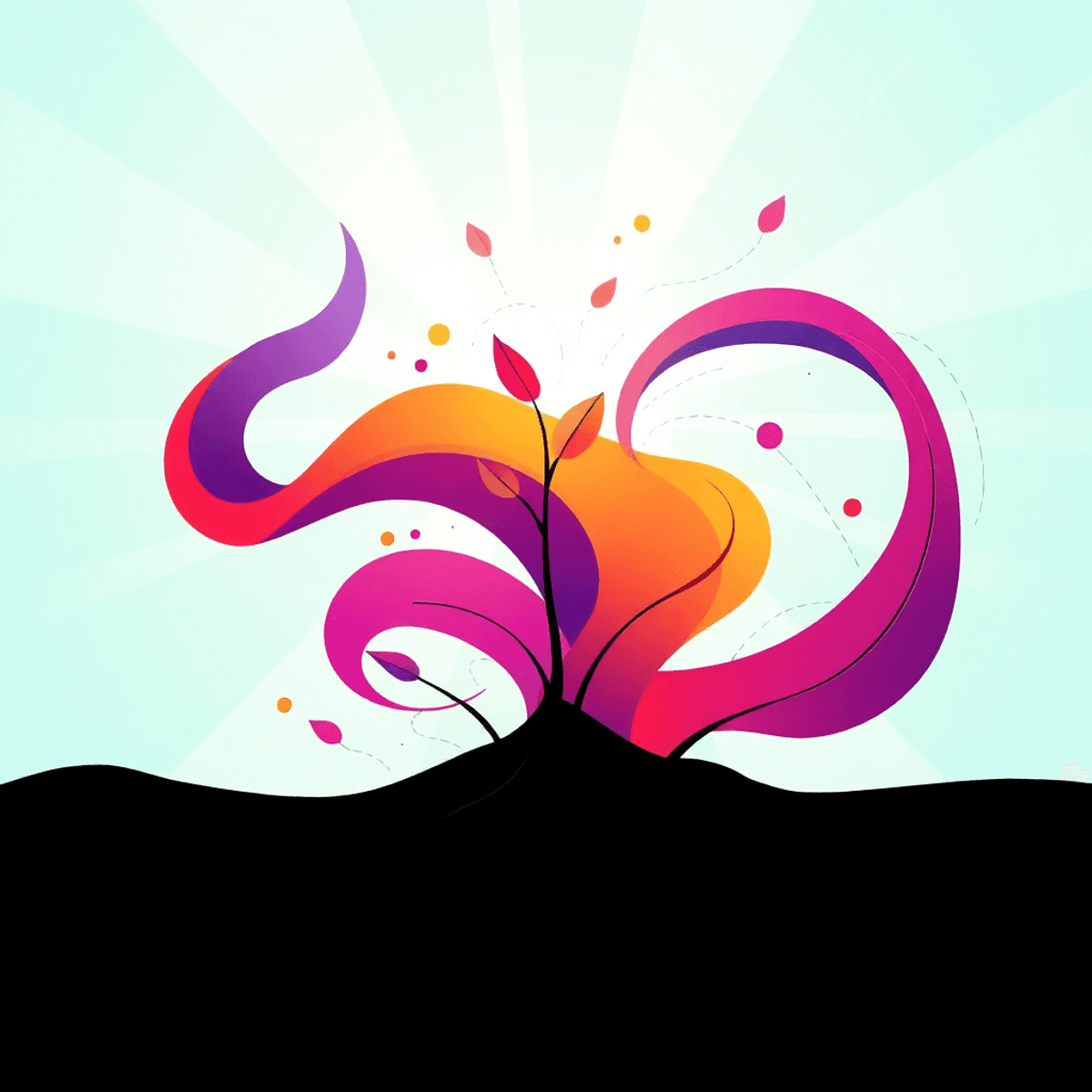 Abstract illustration with vibrant flowing shapes and subtle geometric patterns on a bright background symbolizing growth and adaptability as a base for understanding the Qyndorath Growth Framework for Startups