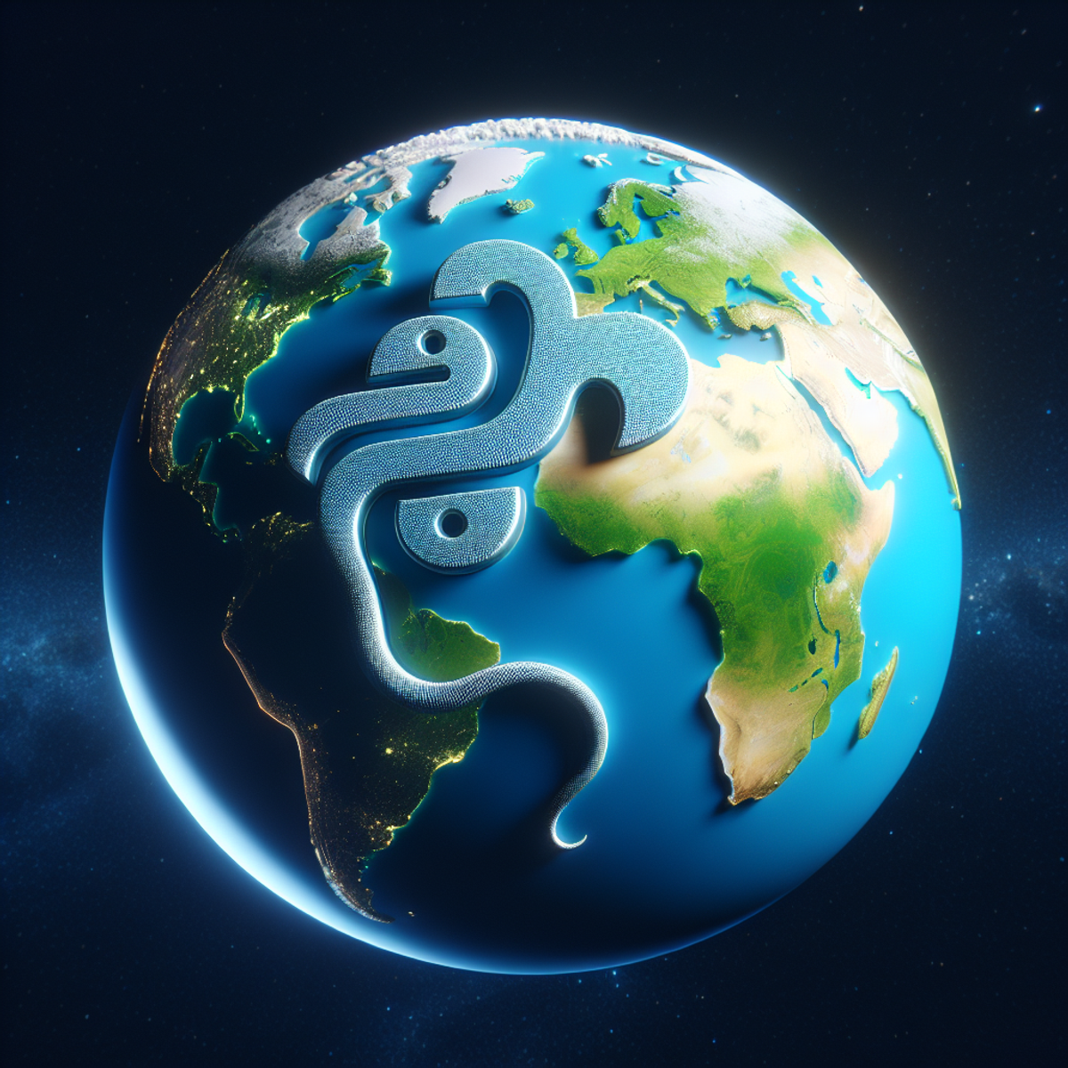 A globe with Python programming symbol integrated into its surface.