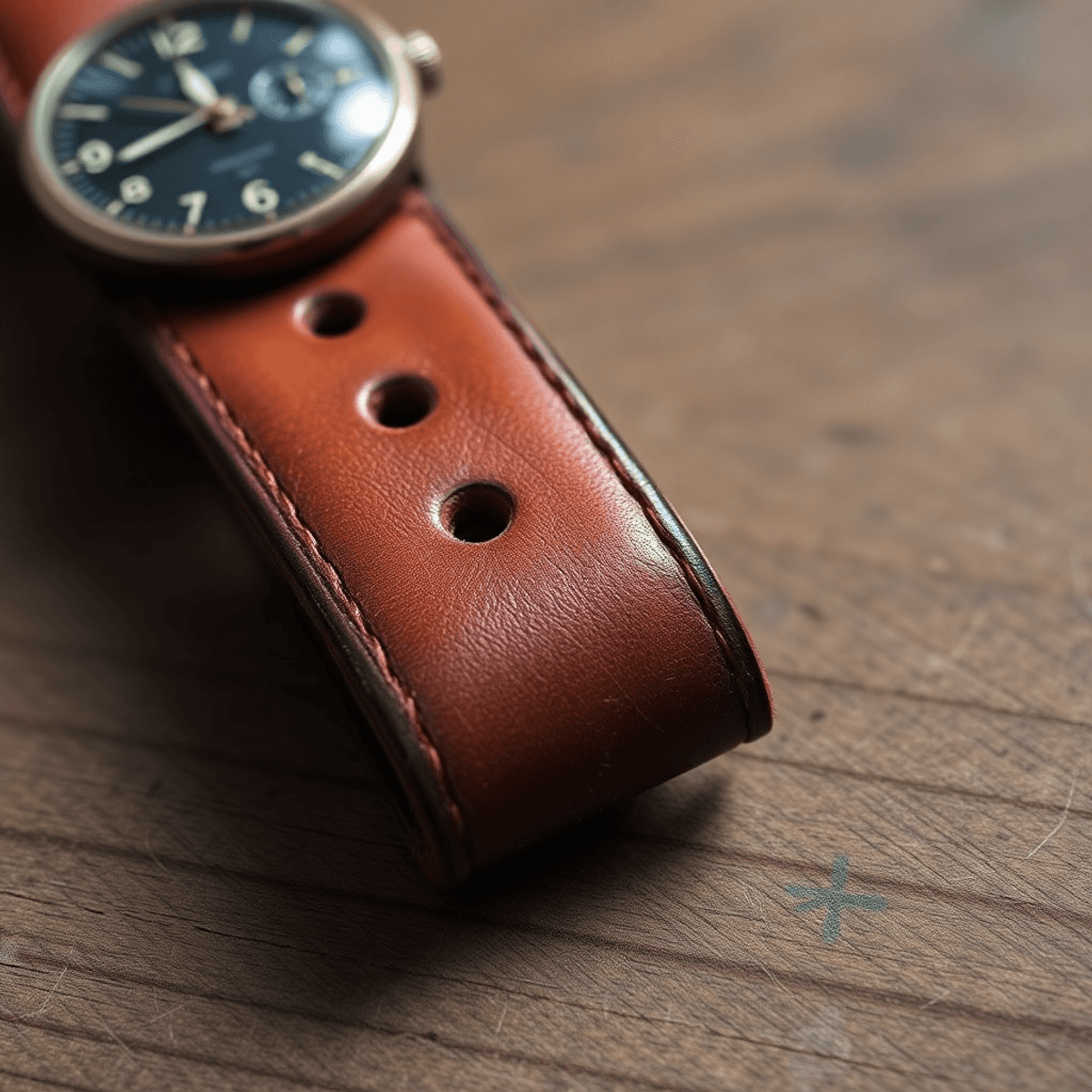Leather watch strap ageing and patina