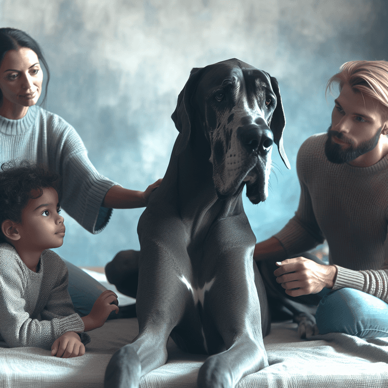 A digital art of a Great Dane in a dreamy, surreal style.
