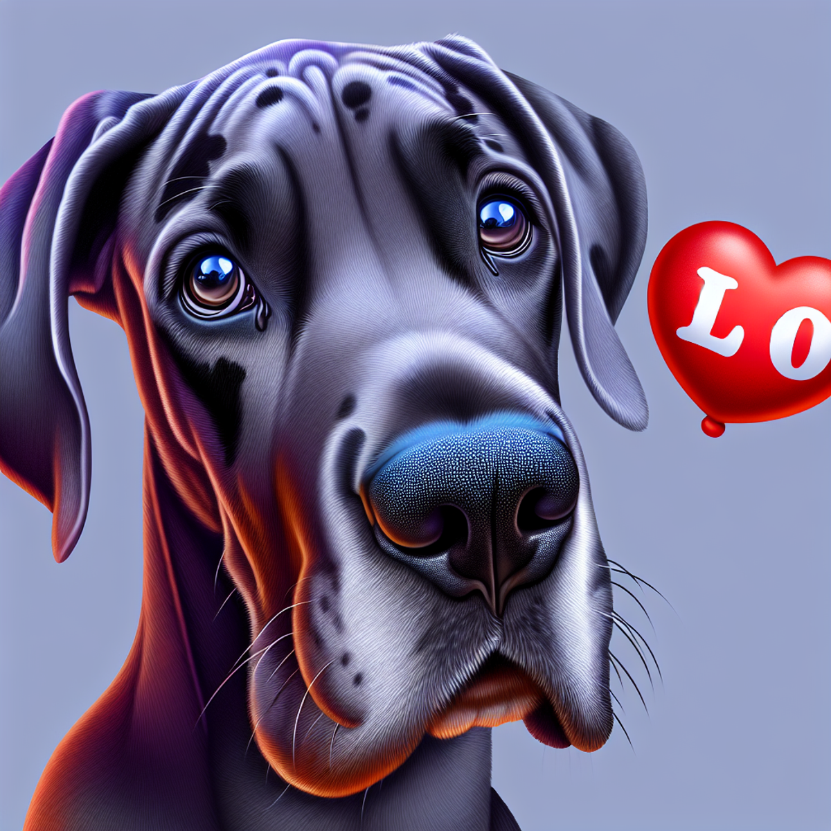 A Great Dane dog with expressive eyes looking affectionately towards its owner, conveying loyalty and warmth.