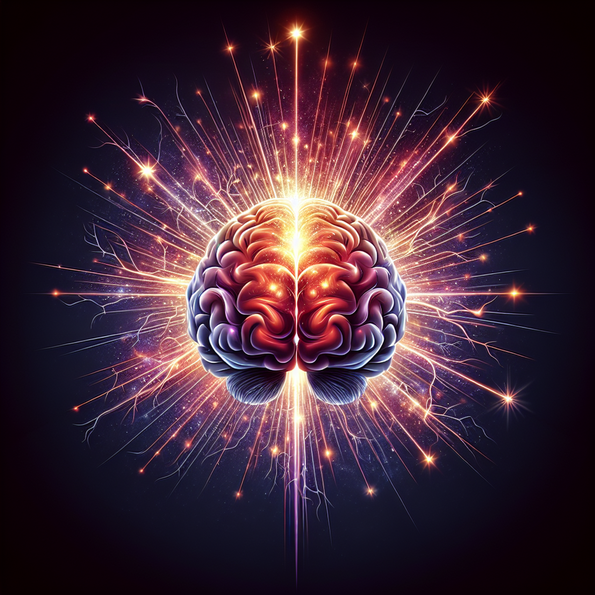 A human brain glowing with vibrant, radiant energy.