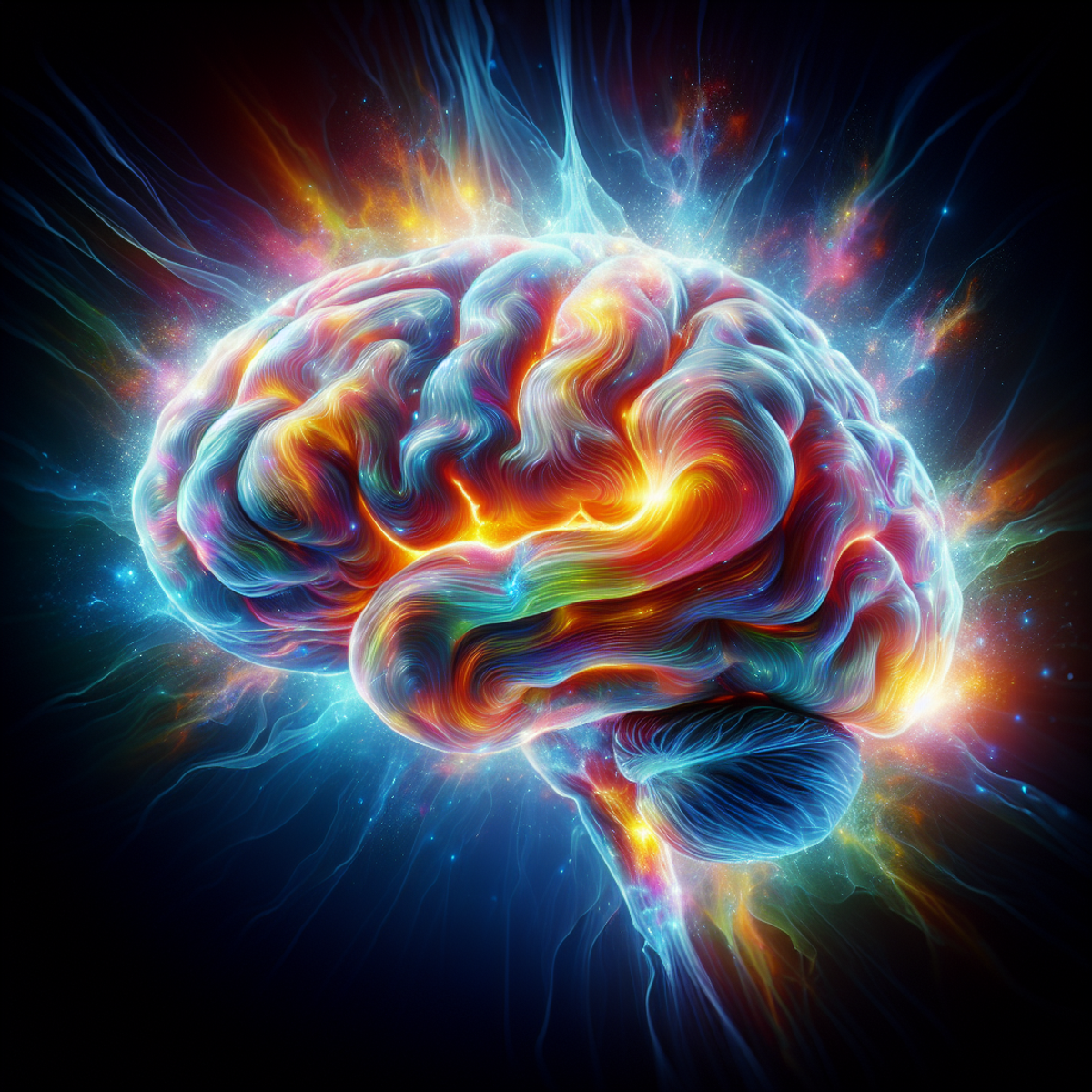 Vibrant and dynamic brain glowing with untapped potential.
