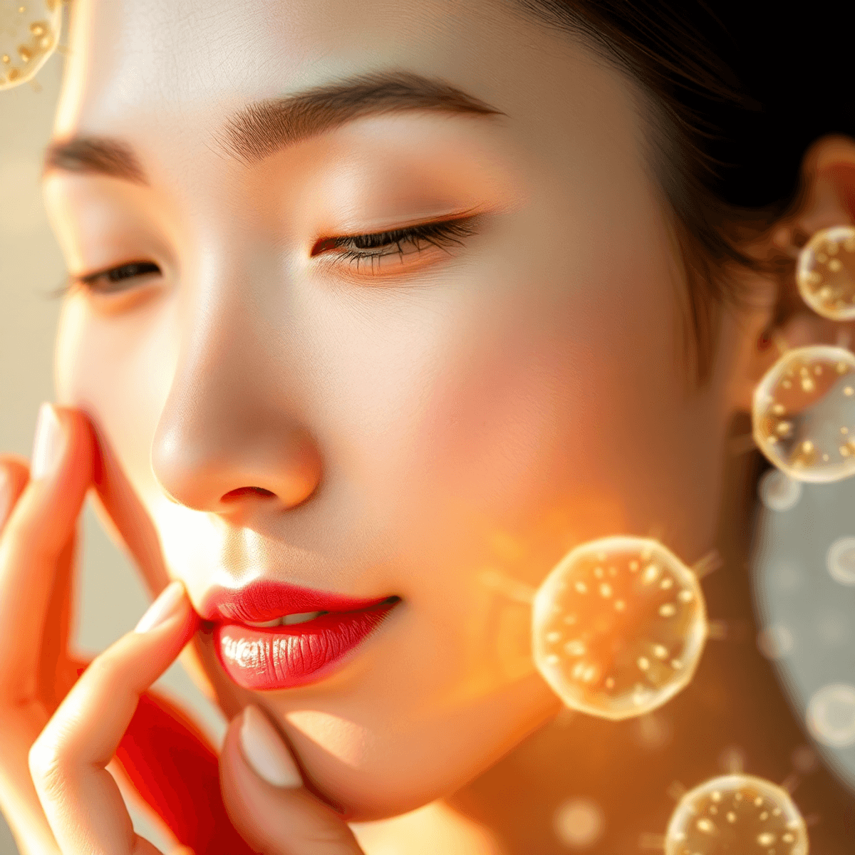 10 Essential Human Mesenchymal Stem Cells Insights for Better Skin Healing and Recovery 1 Radiant, glowing skin illuminated by warm light and cellular-inspired spheres, reflecting the rejuvenating potential of Human Mesenchymal Stem Cells for repair and renewal.