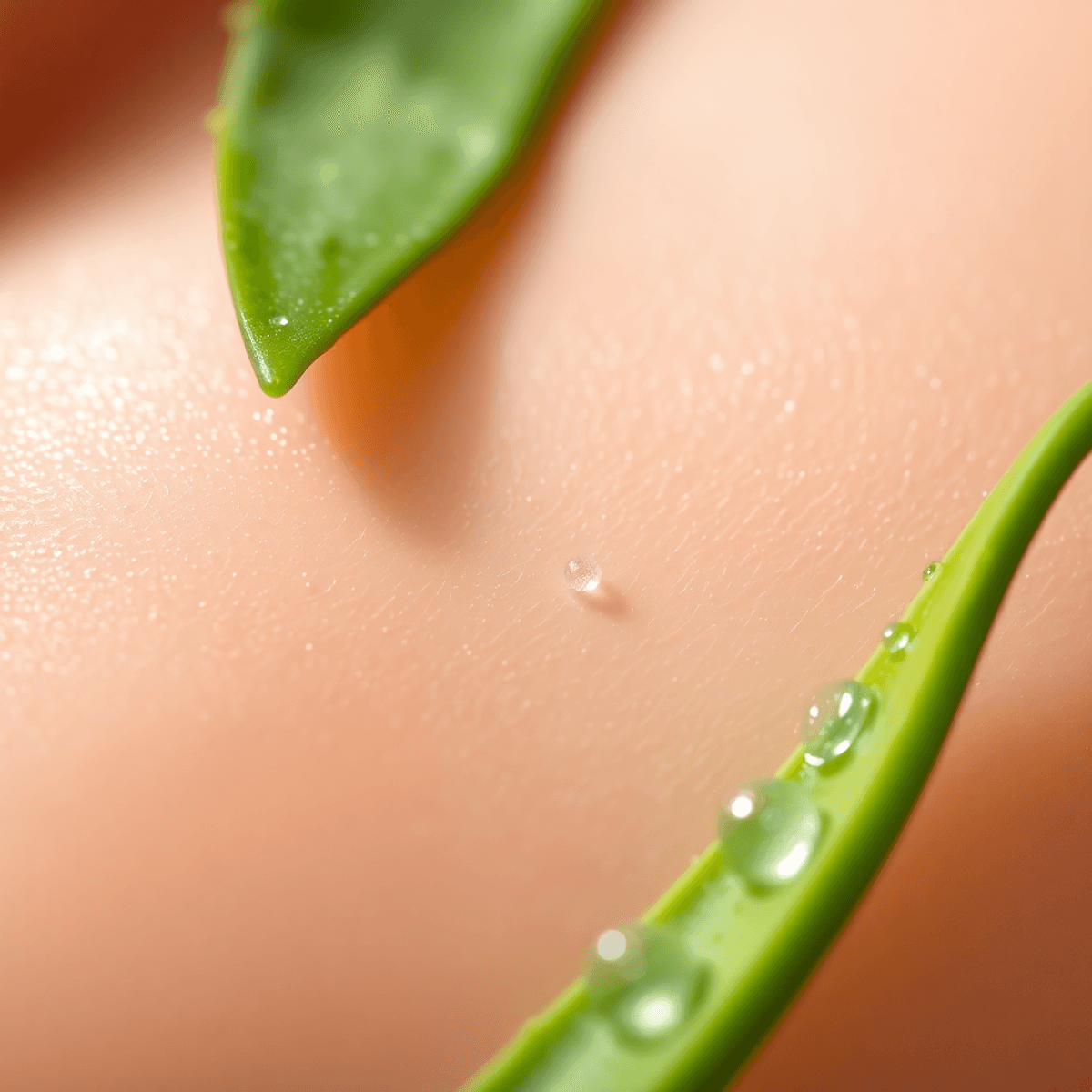 5 Smart Ways to Choose a Needling Serum Without Wasting Money 1 Close-up of smooth, glowing skin with sparkling microspicules, surrounded by aloe leaves and hyaluronic acid droplets, symbolizing skin renewal and care in an article about Needling Serum.